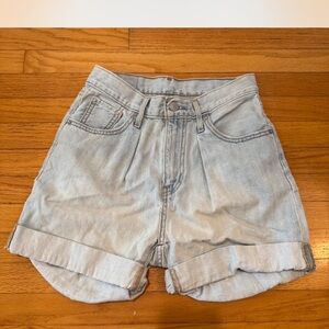 Levi's Light Blue High-Rise Roll Cuff Denim Shorts